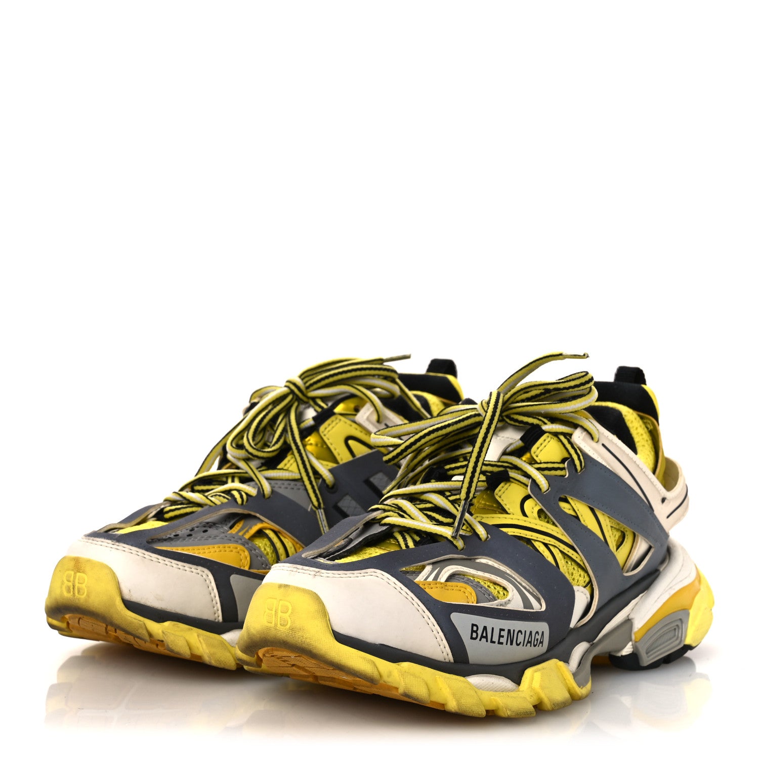 Balenciaga Mesh Nylon Mens Track Sneakers 36 Yellow Black White 4 of 13