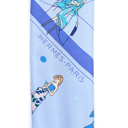Hermes Silk Ex-Libris Les Parisiennes Twilly Ciel Turquoise Lavender 4 of 4