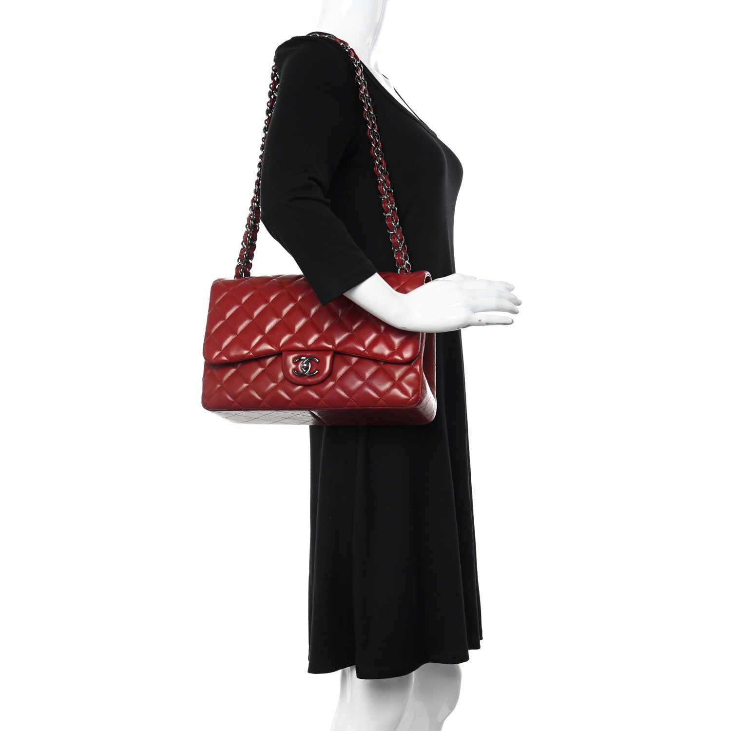 Chanel Lambskin Quilted Jumbo Double Flap Red 2 of 13