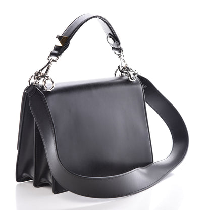 Fendi Vitello Liberty Lucido Metal Monster Eyes Studded Kan I Shoulder Bag Black 3 of 9