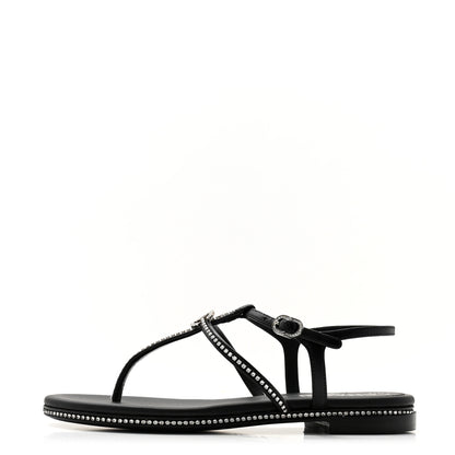 Chanel Lambskin Strass CC Thong Sandals 36 Black 1 of 9