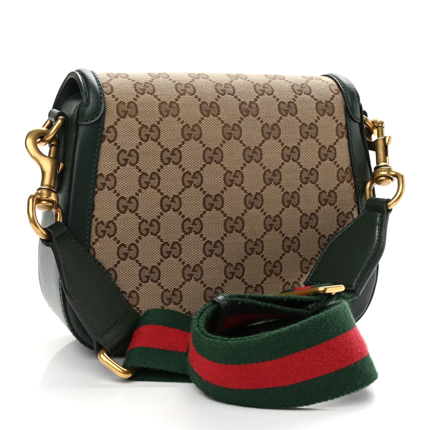 Monogram Calfskin Medium Lady Web Shoulder Bag Beige Green