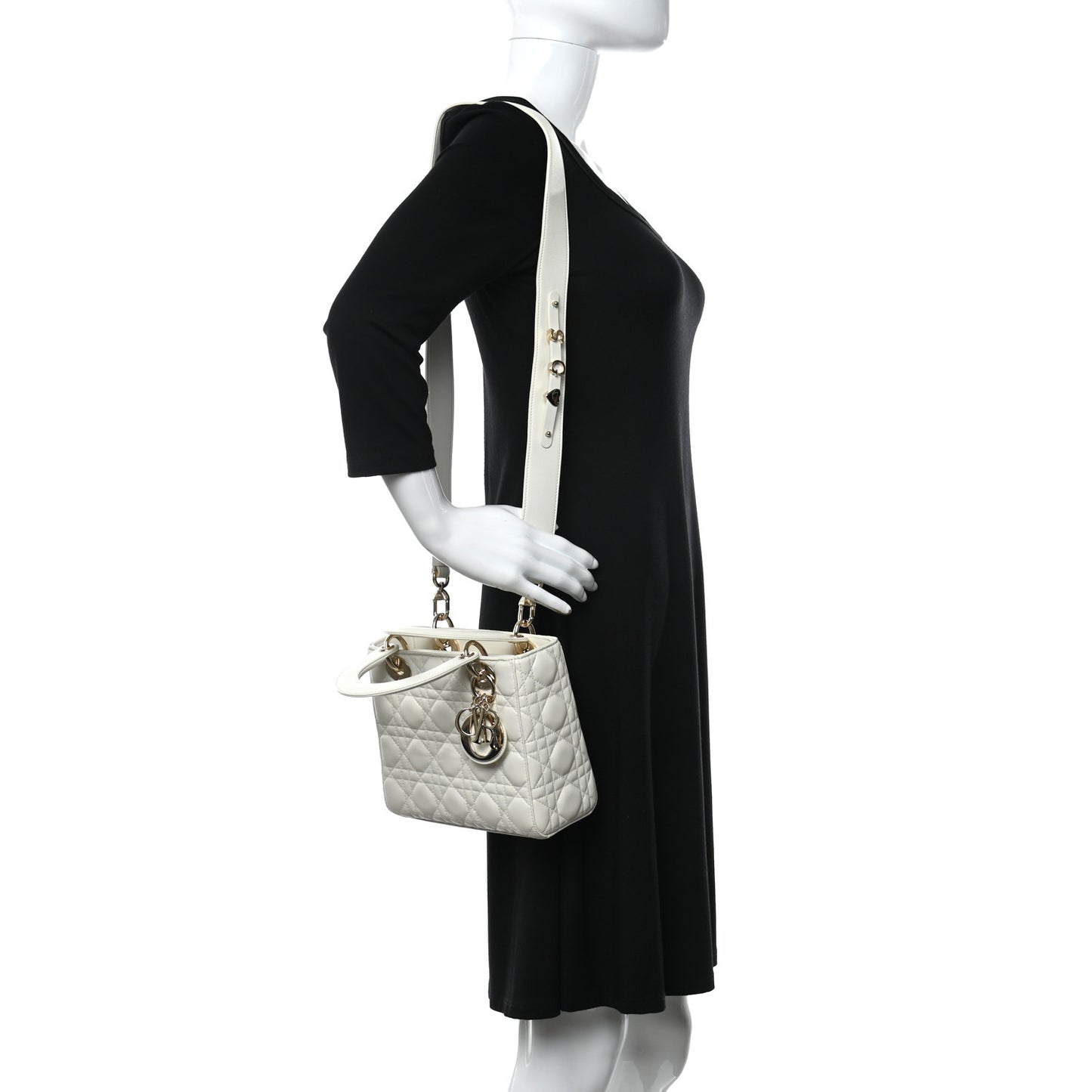Lambskin Cannage Small My ABCDior Lady Dior White