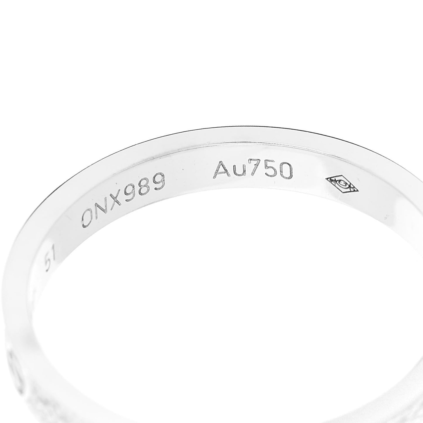 18K White Gold Diamond 2.6mm LOVE Paved Band Ring 51 5.75