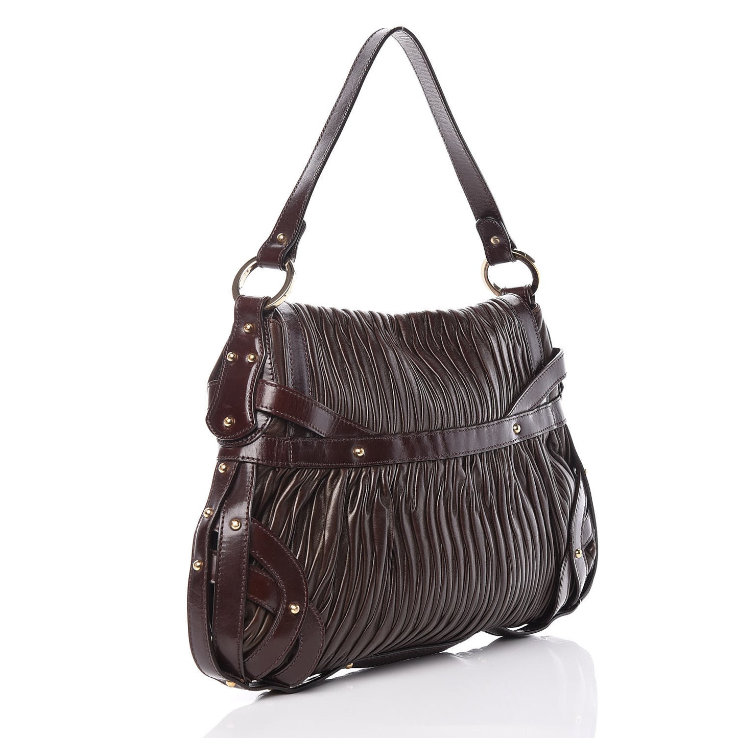 Nappa Pleated Shoulder Bag Testa di Moro