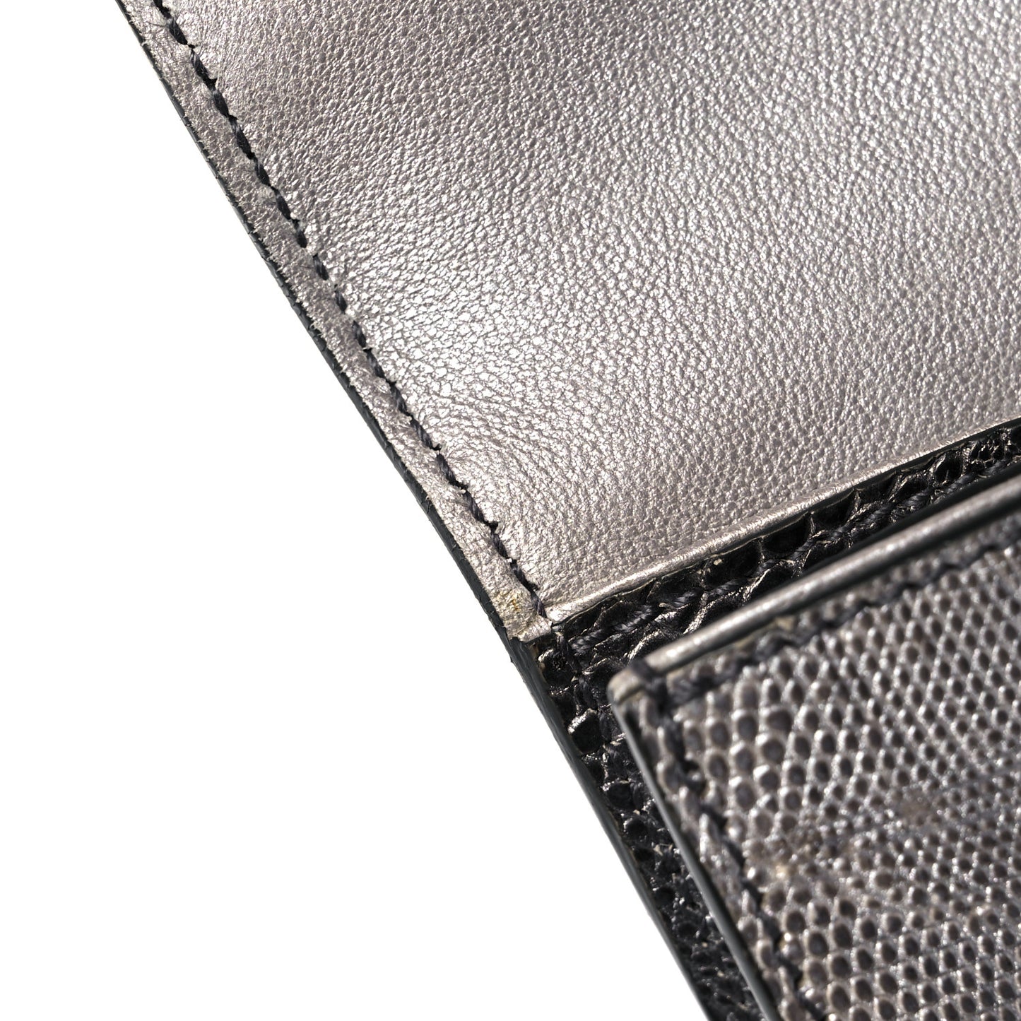 Ombre Lizard Muse Clutch Silver