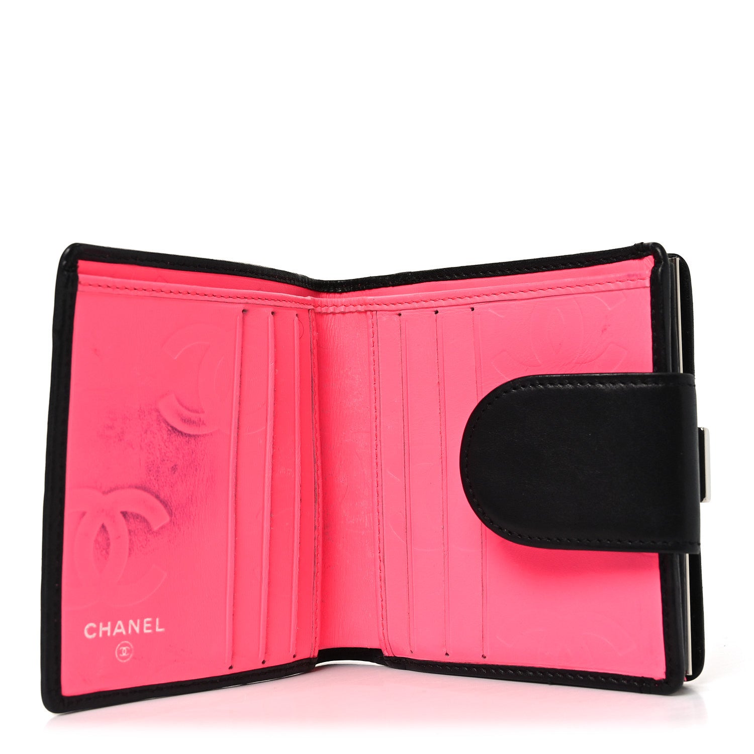 Chanel Calfskin Quilted Cambon Bi-fold Wallet Black White 5 of 7
