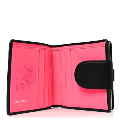 Chanel Calfskin Quilted Cambon Bi-fold Wallet Black White 5 of 7