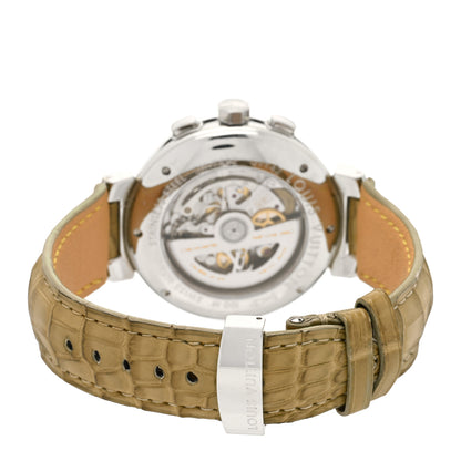 Louis Vuitton Stainless Steel Alligator 41mm Tambour Chronograph Automatic Watch 3 of 4