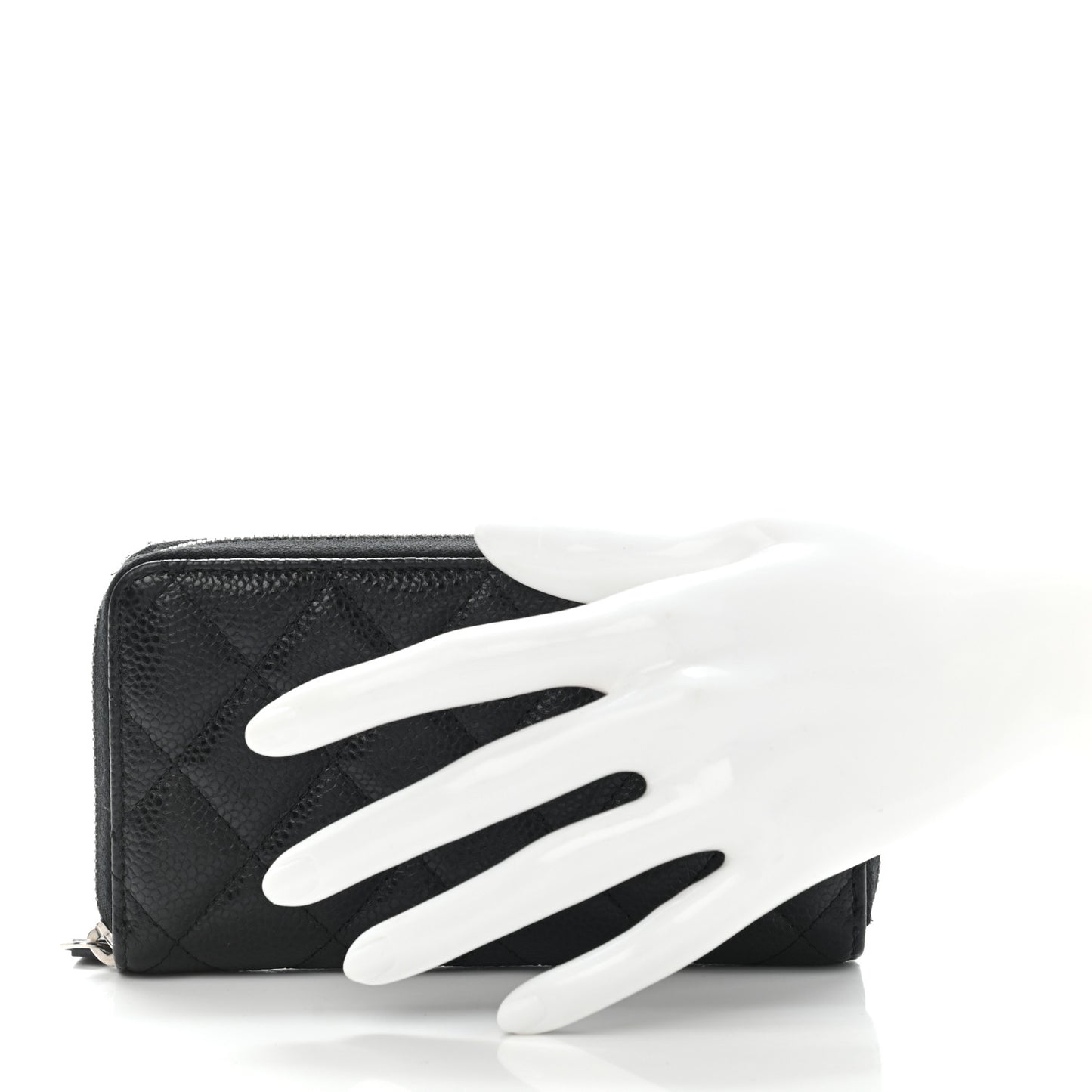 Caviar Quilted Medium Zip Around Wallet Black