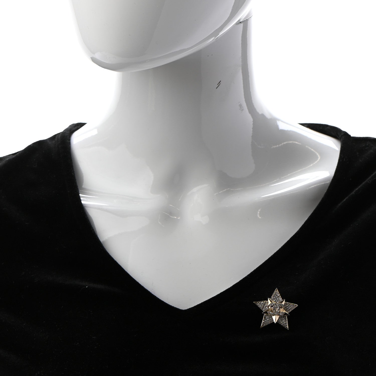 Chanel Crystal CC Star Brooch Gold 2 of 6