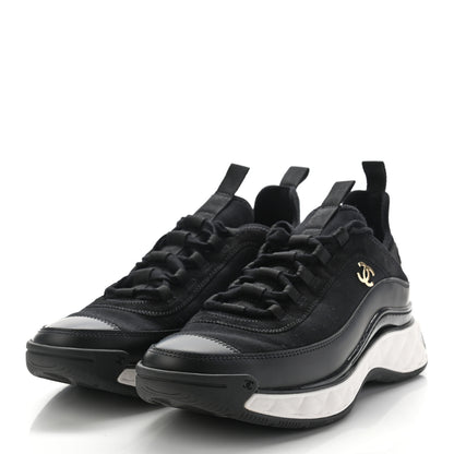 Chanel Velvet Calfskin Mixed Fibers CC Sneakers 39 Black 3 of 9
