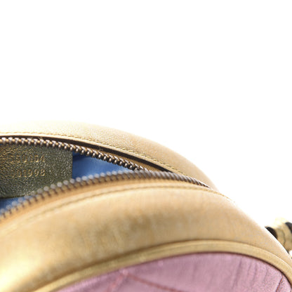 Gucci Metallic Calfskin Matelasse Mini GG Marmont Round Shoulder Bag Gold Pink 9 of 11