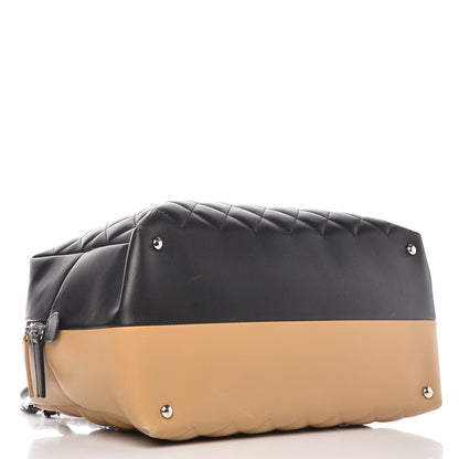 Chanel Calfskin Quilted Feather Weight Bowling Bag Black Beige 4 of 11