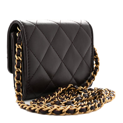 Chanel Lambskin Quilted Studded CC Clutch With Chain Dark Purple 3 of 11
