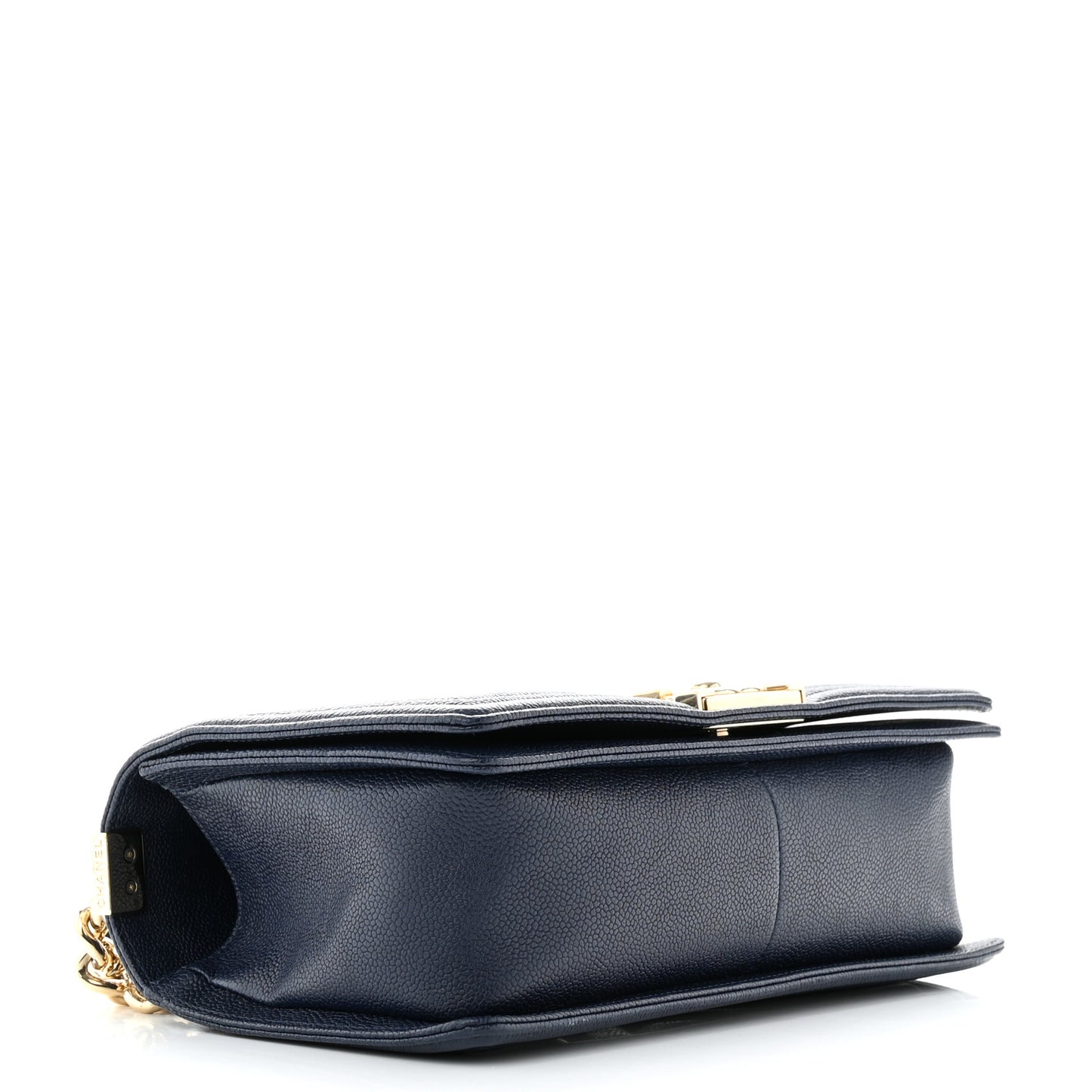 Caviar Chevron Quilted Medium Boy Flap Navy