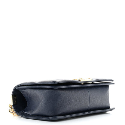 Chanel Caviar Chevron Quilted Medium Boy Flap Navy 4 of 11