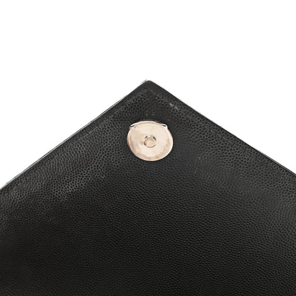 Saint Laurent Grain De Poudre Textured Mixed Matelasse Triquilt Medium Monogram Satchel Black 9 of 14