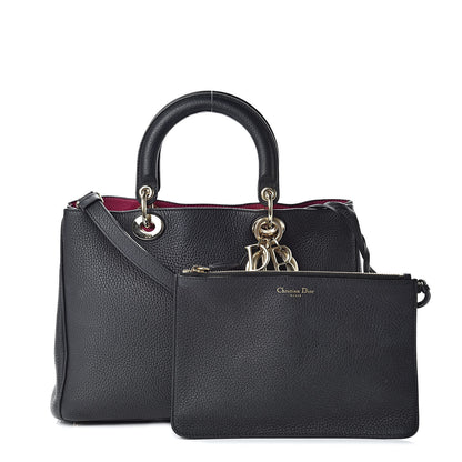 Christian Dior Bullcalf Medium Diorissimo Tote Black Rose Indien 1 of 13