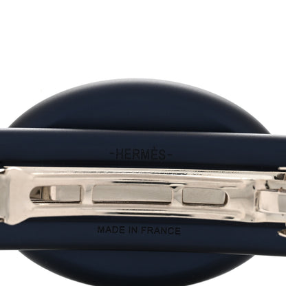 Hermes Matte Aluminum Tri Maillon PM Hair Clip Navy 3 of 3