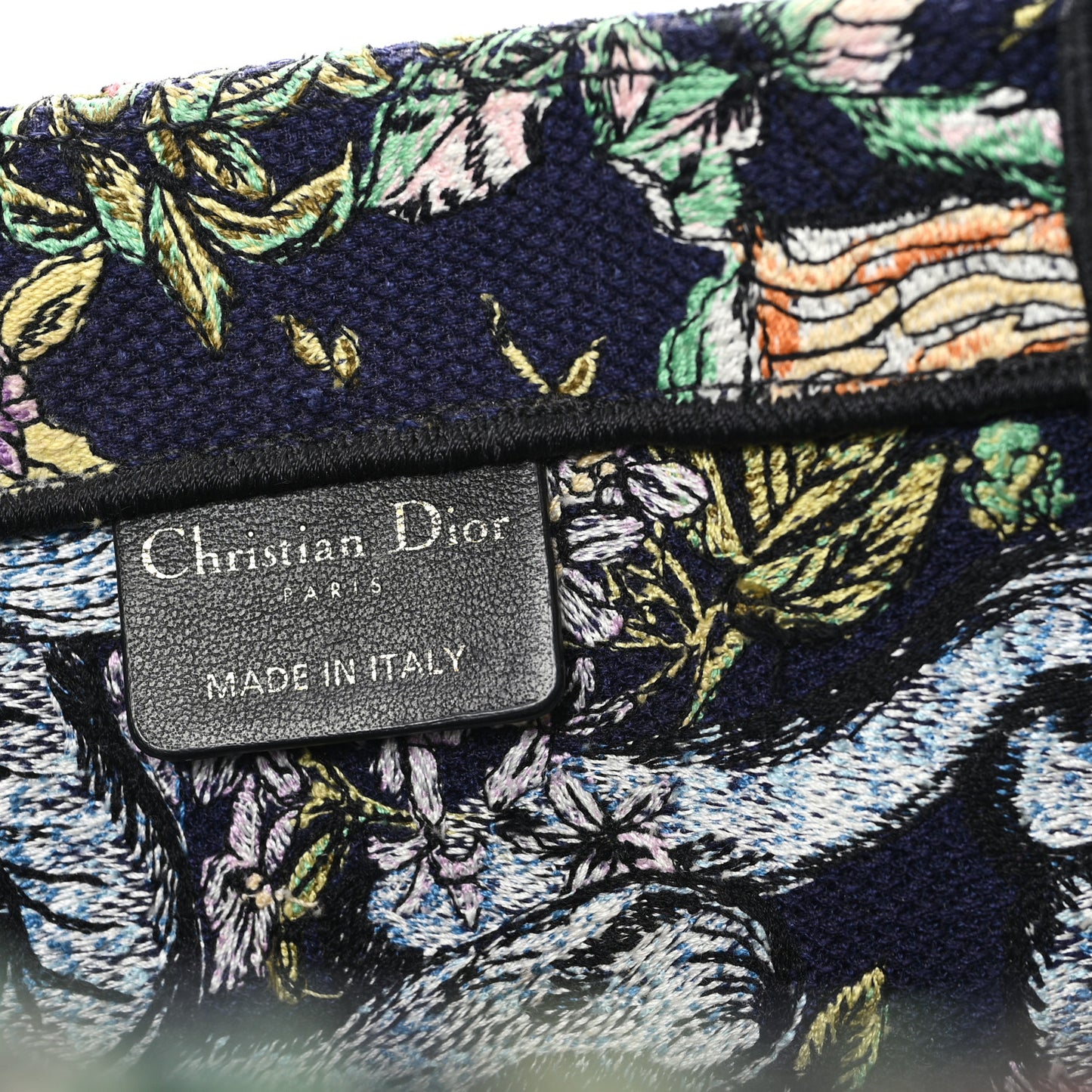 Canvas Embroidered Large Toile de Jouy Book Tote Blue Multicolor