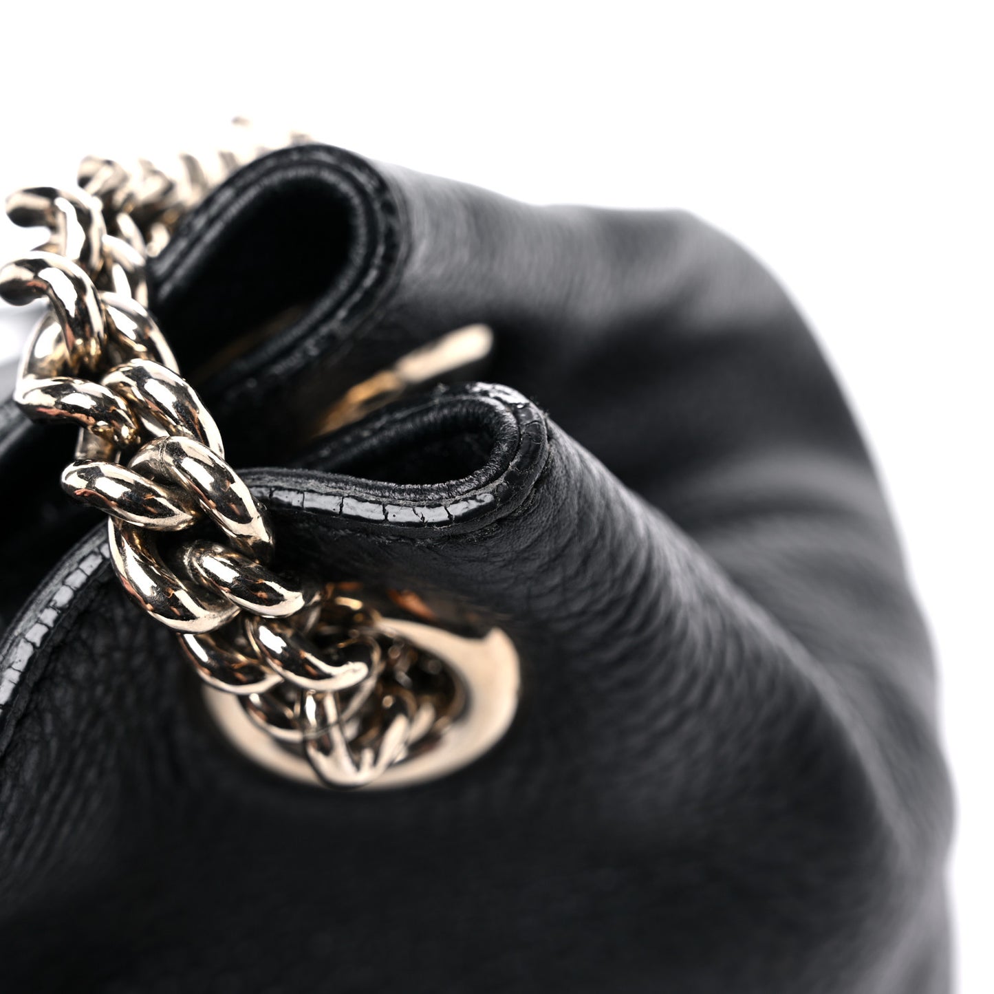 Pebbled Calfskin Medium Soho Chain Shoulder Bag Black