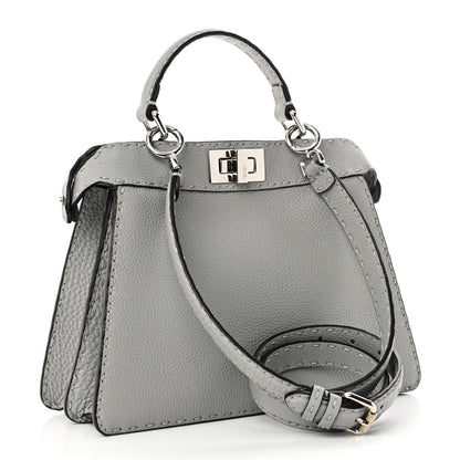 Fendi Cuoio Romano Selleria Bi-Color Small Peekaboo I SEE U Satchel Ghiaccio Asfalto 3 of 9