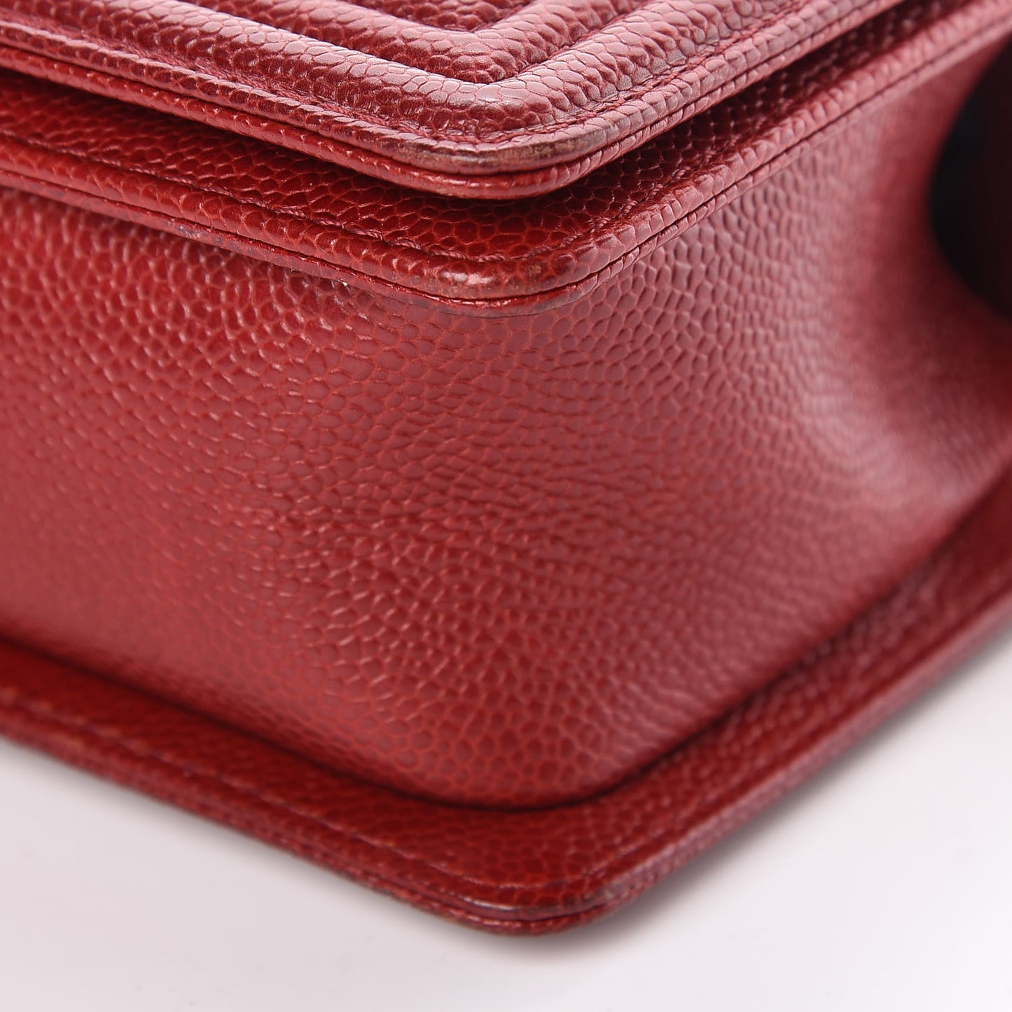 Caviar Quilted Small Boy Flap Dark Red