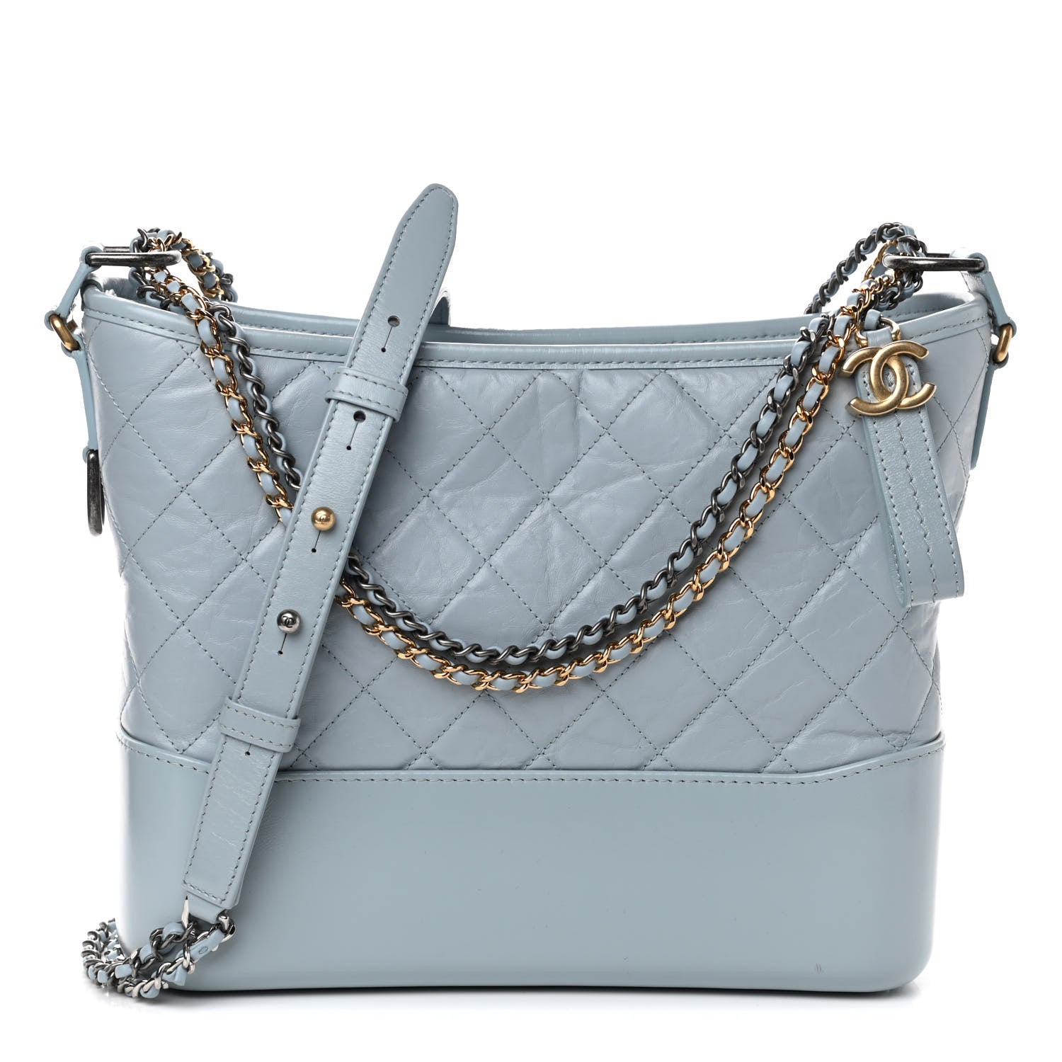 Chanel Aged Calfskin Quilted Medium Gabrielle Hobo Light Blue 1 of 10