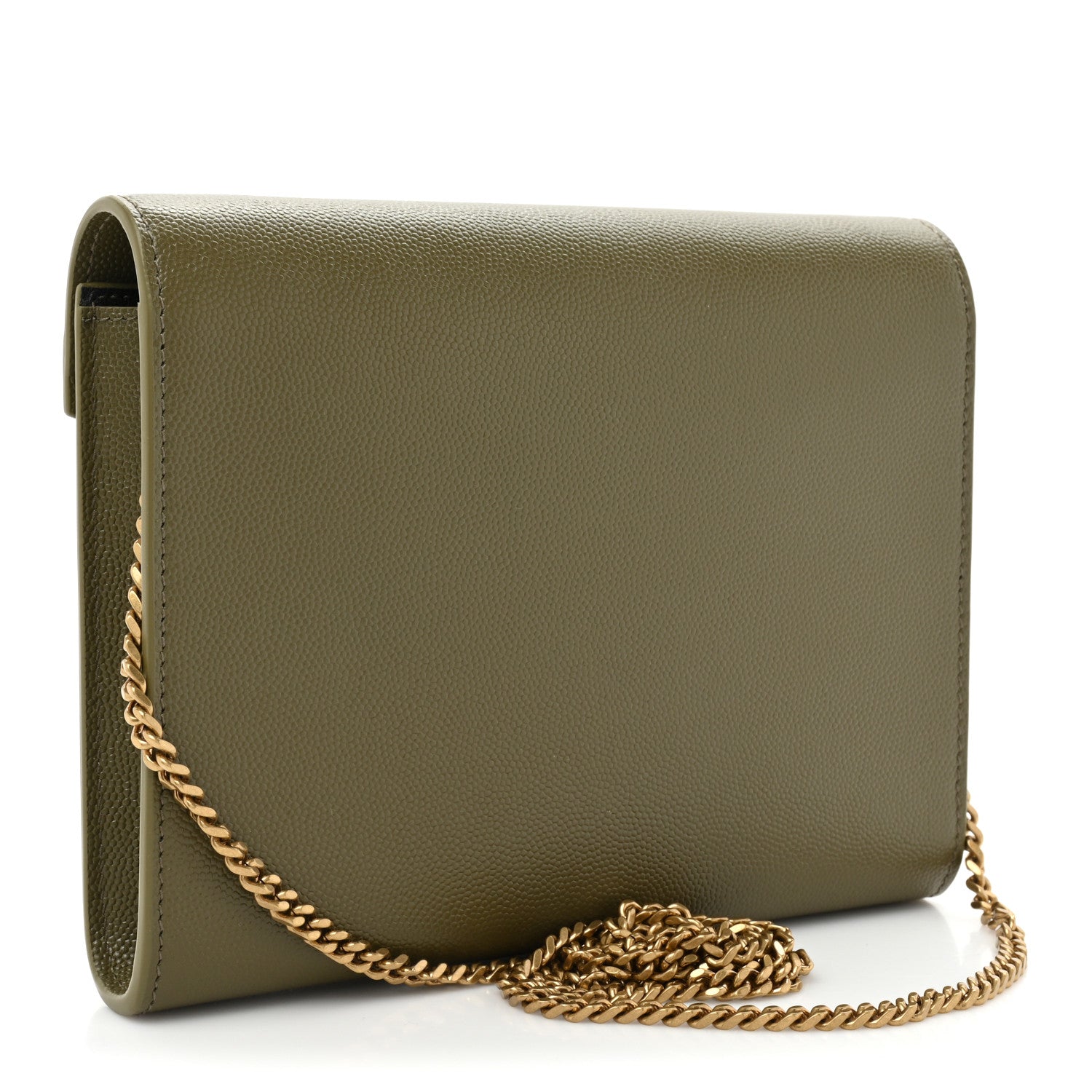 Saint Laurent Grain De Poudre Monogram Cassandra Chain Wallet Ver Kaki 3 of 10