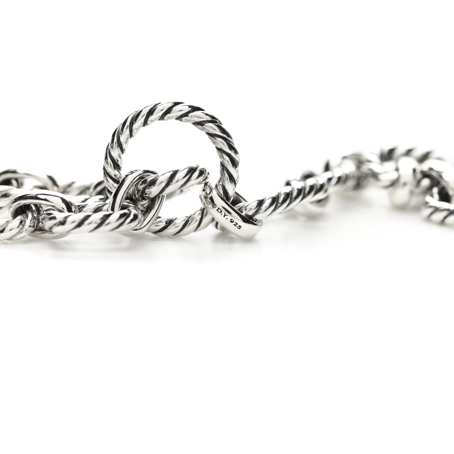 David Yurman Sterling Silver Blue Sapphire 9.5mm Cushion Link Chain Necklace 4 of 4