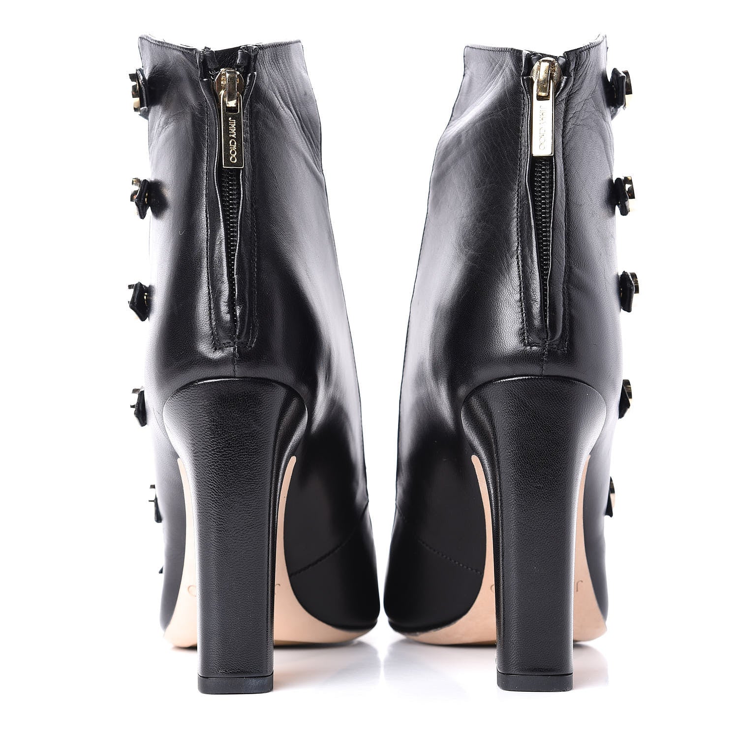 Jimmy Choo Kid Leather Venice Button Caged Ankle Boots 39 Black 7 of 10