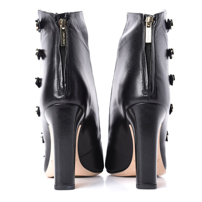 Jimmy Choo Kid Leather Venice Button Caged Ankle Boots 39 Black 7 of 10