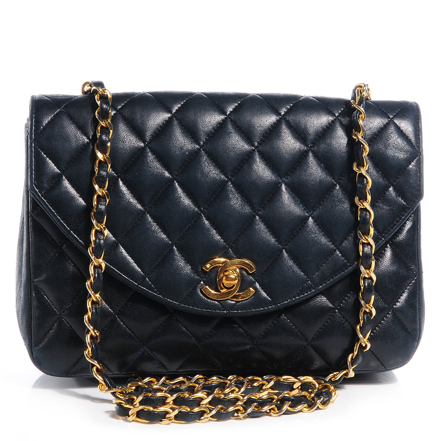 Lambskin Small Single Flap Navy