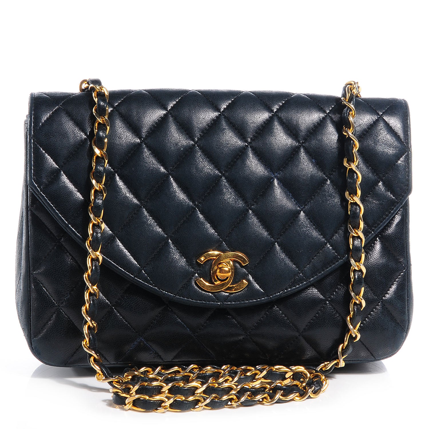 Chanel Lambskin Small Single Flap Navy 1 of 8