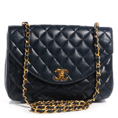 Chanel Lambskin Small Single Flap Navy 1 of 8
