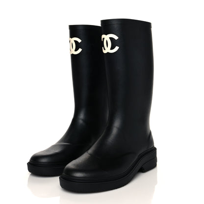 Chanel Caoutchouk CC High Boots 36 Black 3 of 9
