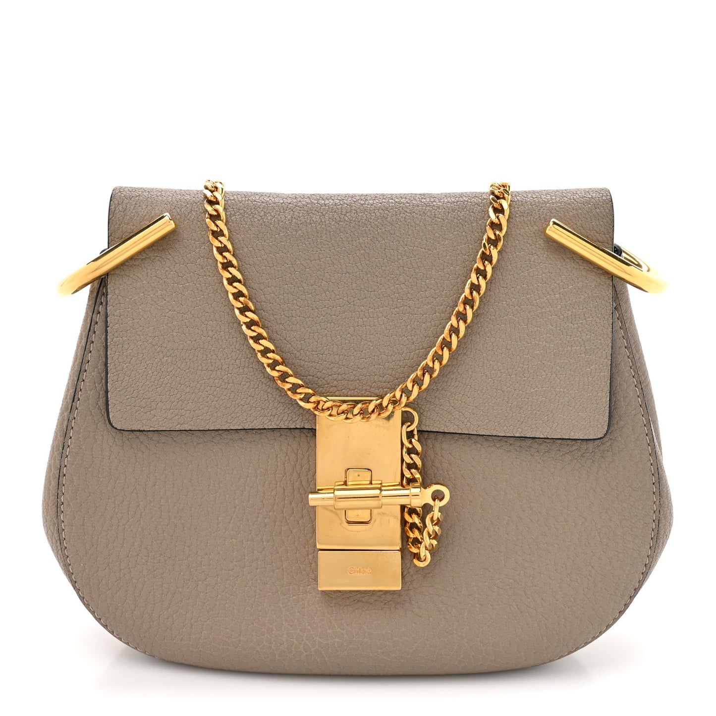 Grained Lambskin Mini Drew Shoulder Bag  Motty Grey