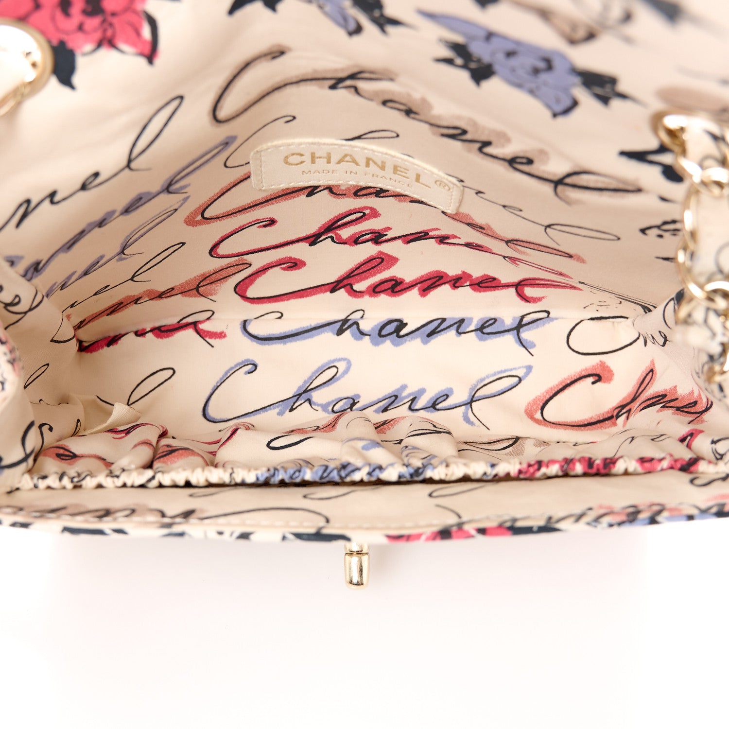 Chanel Nylon Quilted Rue Cambon Camellia Printed Mini Flap White Multicolor 5 of 12