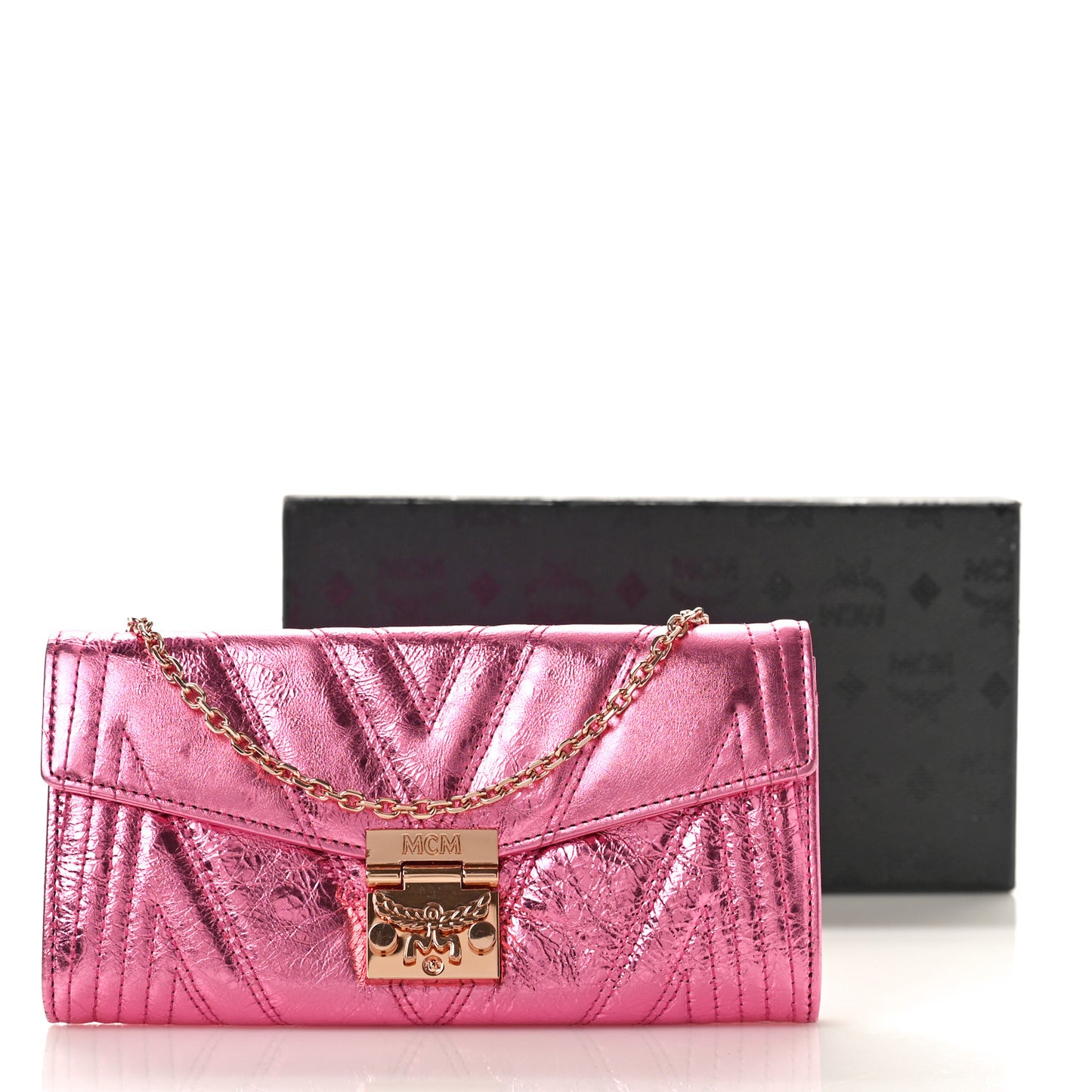 Metallic Calfskin Quilted Patricia Wallet On Chain Viva Lila