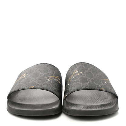 Gucci GG Supreme Monogram Tigers Mens Slide Sandals 10 Black Multicolor 2 of 9