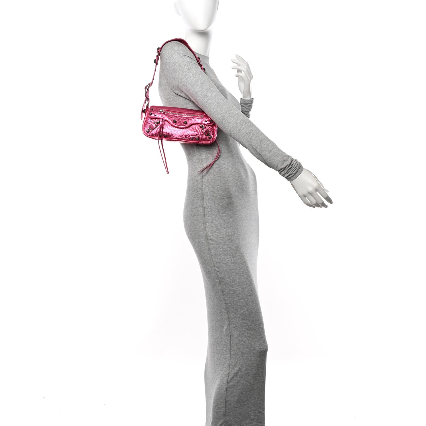 Metallic Agneau Arena Le Cagole Sling Bag XS Pink