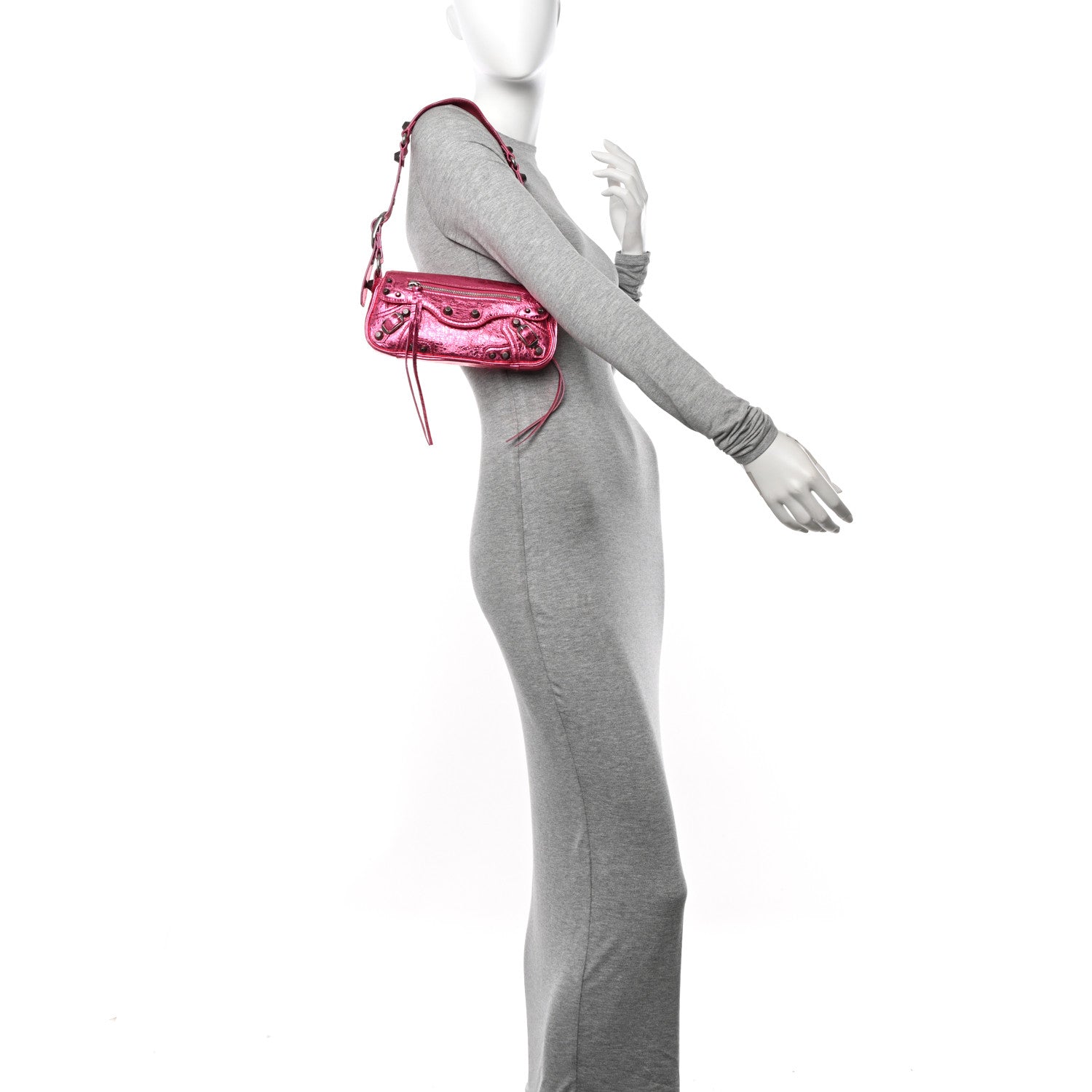 Balenciaga Metallic Agneau Arena Le Cagole Sling Bag XS Pink 2 of 10