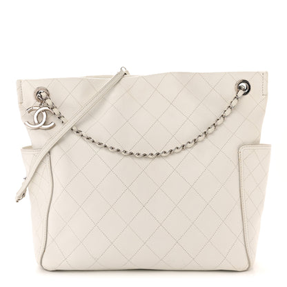 Chanel Caviar Stitched Medium CC Pocket Hobo White 1 of 10