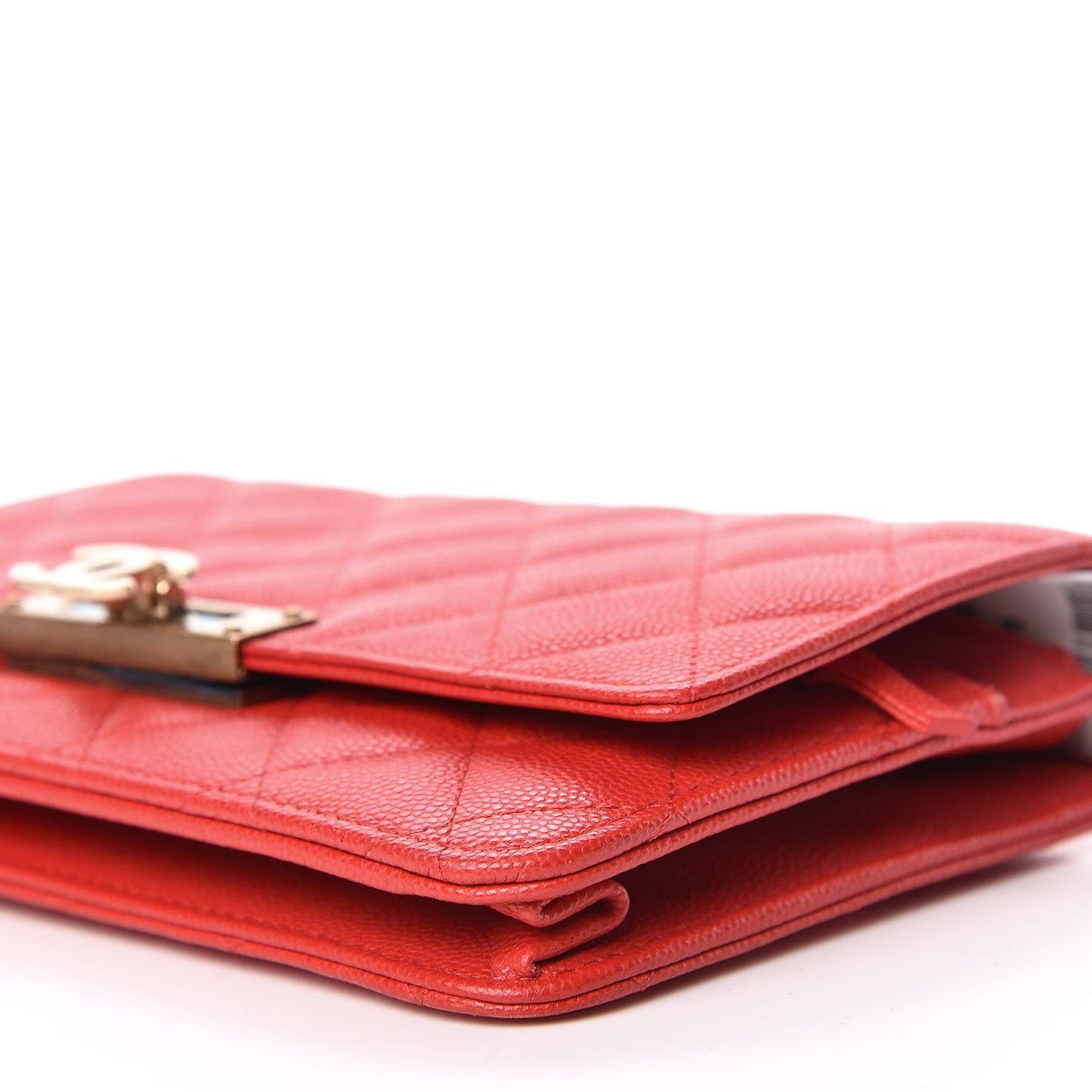 Caviar Quilted Golden Class Wallet On Chain WOC Red