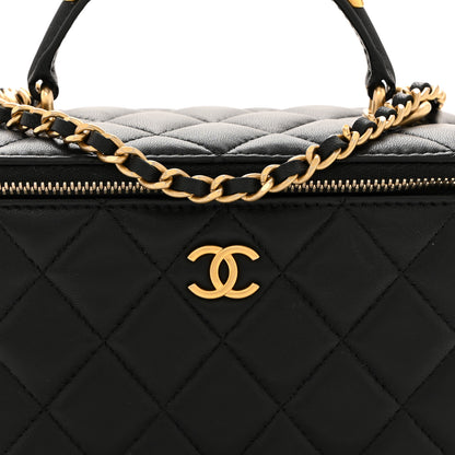 Chanel Lambskin Quilted Metal Small Top Handle Vanity Case With Chain Black 8 of 12