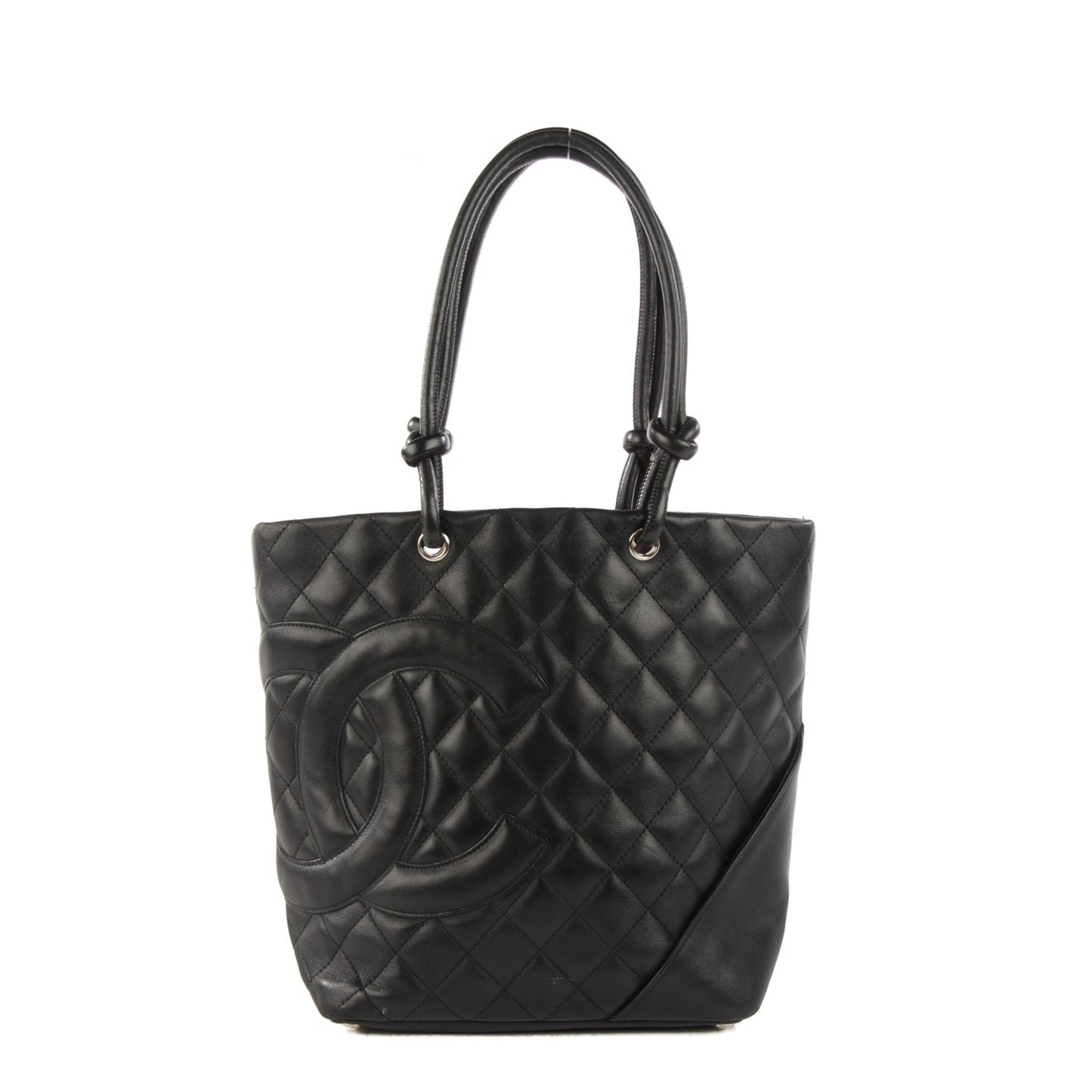 Calfskin Quilted Medium Cambon Tote Black