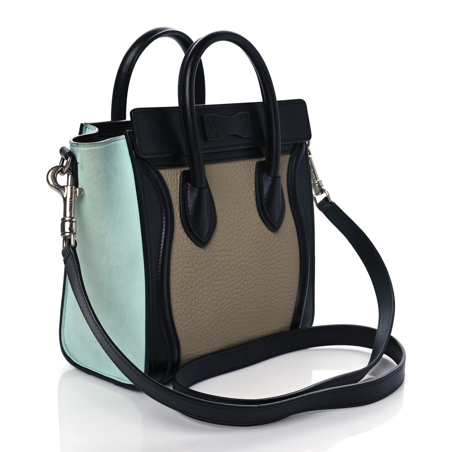 Drummed Calfskin Nano Tri-Color Luggage Antarctic