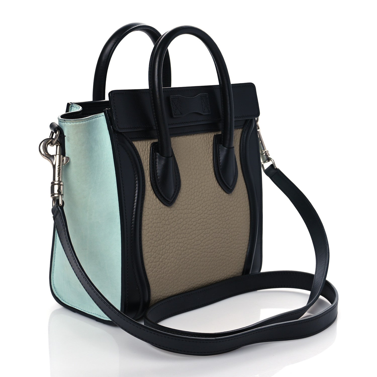 Celine Drummed Calfskin Nano Tri-Color Luggage Antarctic 3 of 11