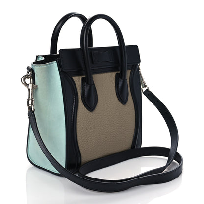 Celine Drummed Calfskin Nano Tri-Color Luggage Antarctic 3 of 11